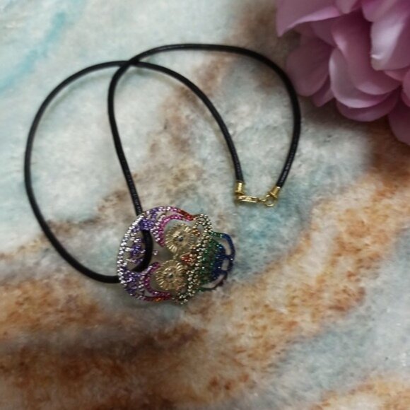 Vintage Sterling Silver Crystals Skull Rope Necklace - Picture 4 of 8